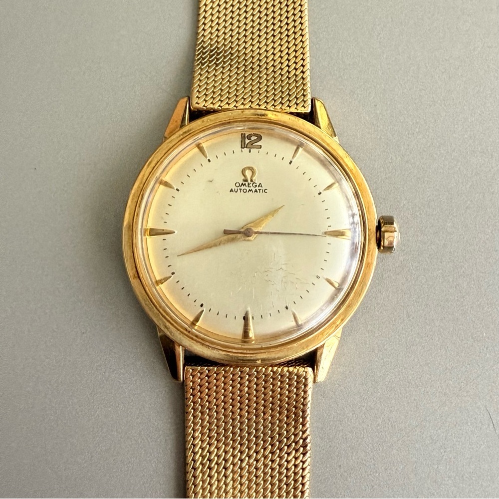 Vintage 18k Gold 750 Omega De Ville Trésor Automatic Watch 19k Gold Mesh…